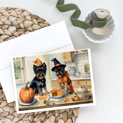 Affenpinscher Fall Kitchen Pumpkins Greeting Cards Pack of 8 WEM Support (www.WEM.support)