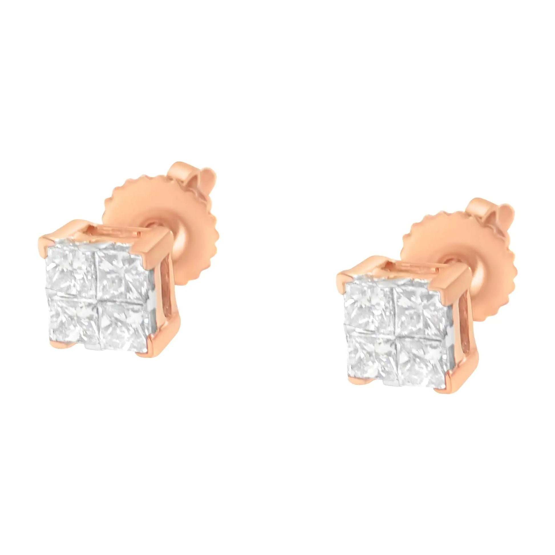 10K Gold Princess Diamond Composite Stud Earring (1/2 cttw, I-J Color, I1-I2 Clarity) WEM Support (www.WEM.support)
