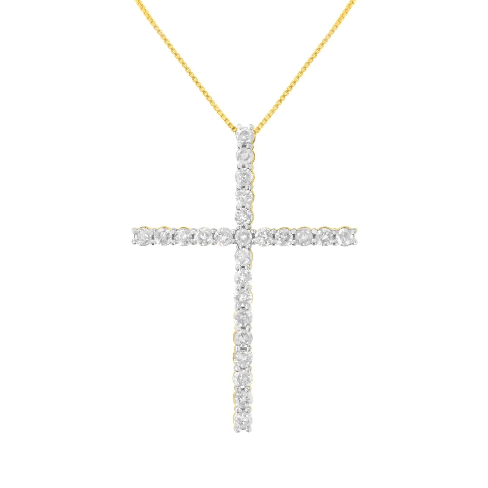 .925 Sterling Silver 2 1/2 cttw Diamond Cross Pendant Necklace (H-I, I2-I3) WEM Support (www.WEM.support)
