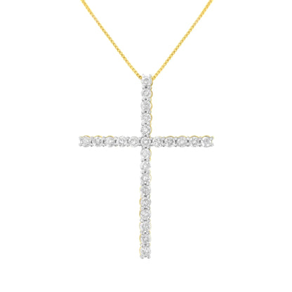 .925 Sterling Silver 2 1/2 cttw Diamond Cross Pendant Necklace (H-I, I2-I3) WEM Support (www.WEM.support)