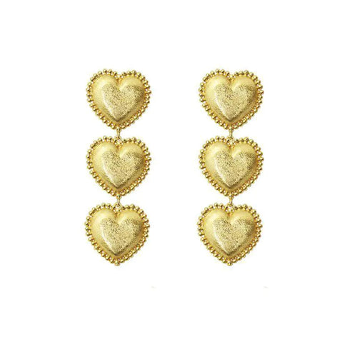 3 Gold Hearts Earrings WEM Support (www.WEM.support)