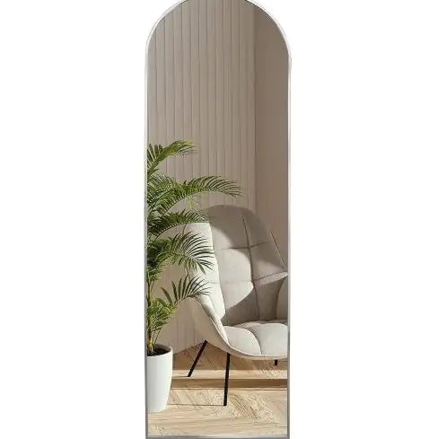 Silver 65x22 Inch Metal Arched Stand Full-length Mirror WEM Support (www.WEM.support)