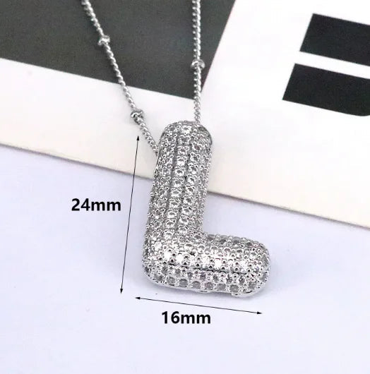 Brass Zircon Letter Necklace WEM Support (www.WEM.support)