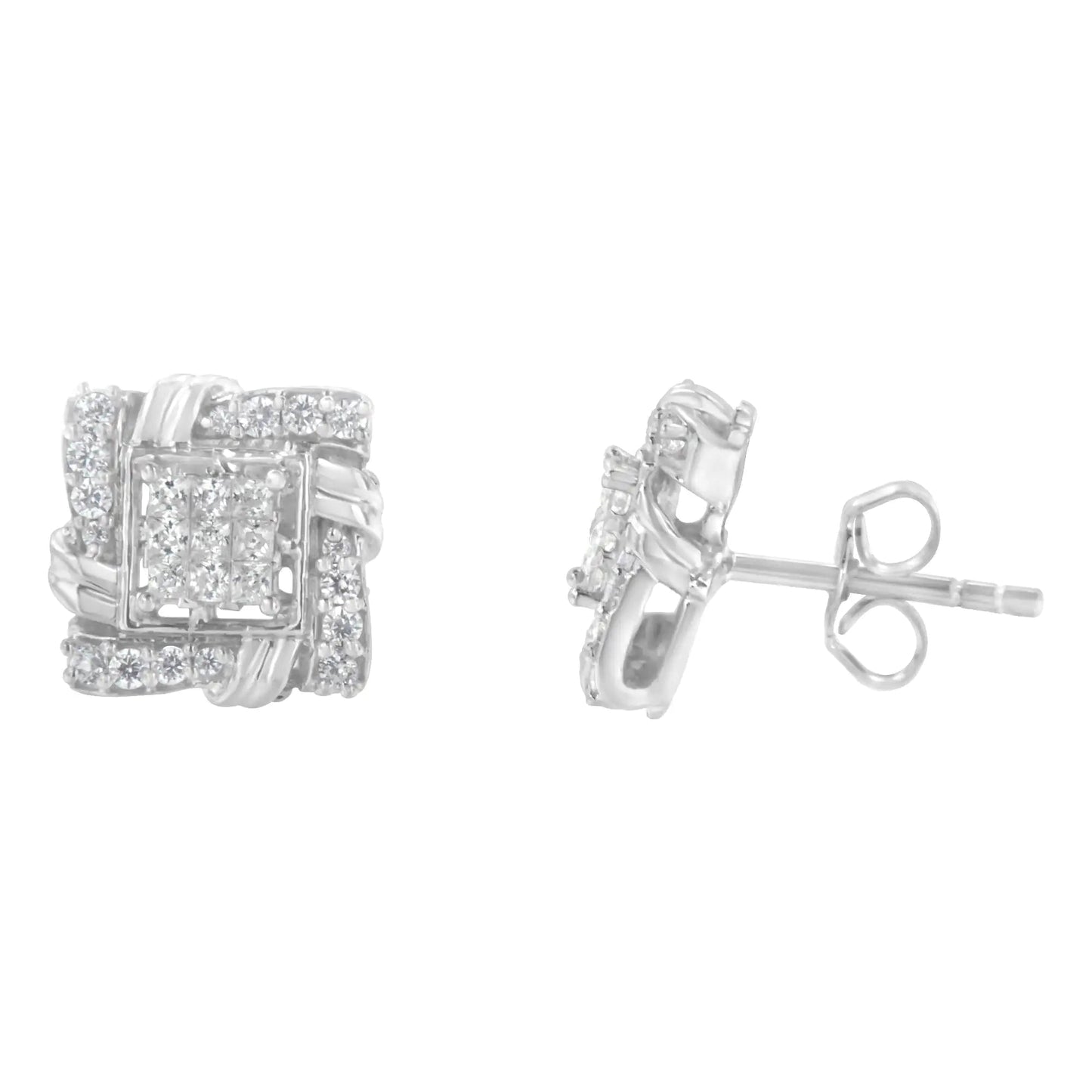 .925 Sterling Silver 1/2 Cttw Round-Cut Diamond Stud Earrings (I-J Color, I1-I2 Clarity) WEM Support (www.WEM.support)