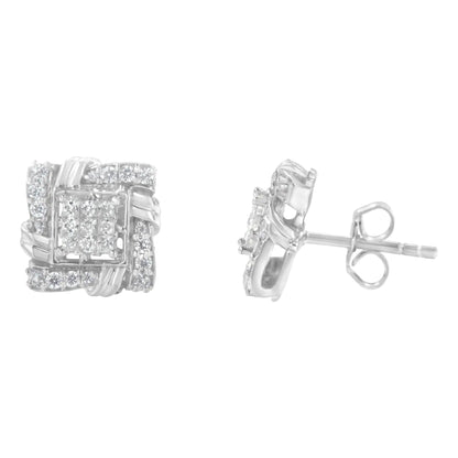 .925 Sterling Silver 1/2 Cttw Round-Cut Diamond Stud Earrings (I-J Color, I1-I2 Clarity) WEM Support (www.WEM.support)