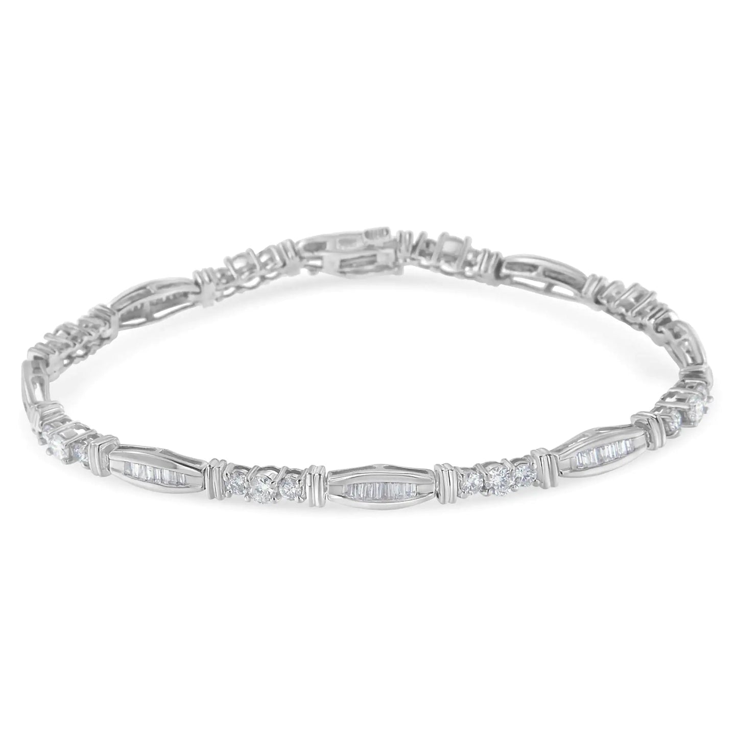 14k White Gold Geometric Pattern Diamond Tennis Bracelet (3 cttw, H-I Color, SI2-I1 Clarity) WEM Support (www.WEM.support)