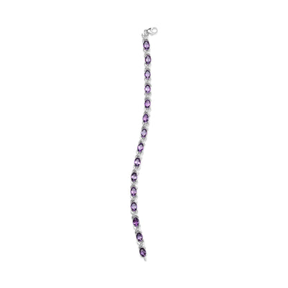 .925 Sterling Silver 7x5mm Oval Amethyst and Diamond Accent X-Link Bracelet (H-I Color, SI1-SI2 Clarity)  - Size 7" WEM Support (www.WEM.support)