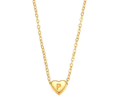 Heart Charm Gold Necklet - Initial Love HejK.com Marketplace LLC