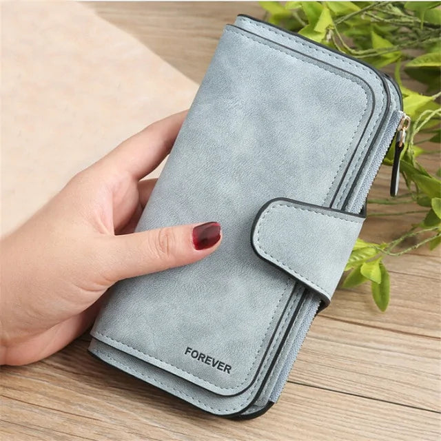Wallet Brand Coin Purse Scrub Leather Women Wallet Money Phone Bag Female Snap Card Holder Ladies Long Clutch Carteira Feminina WEM Support (www.WEM.support)