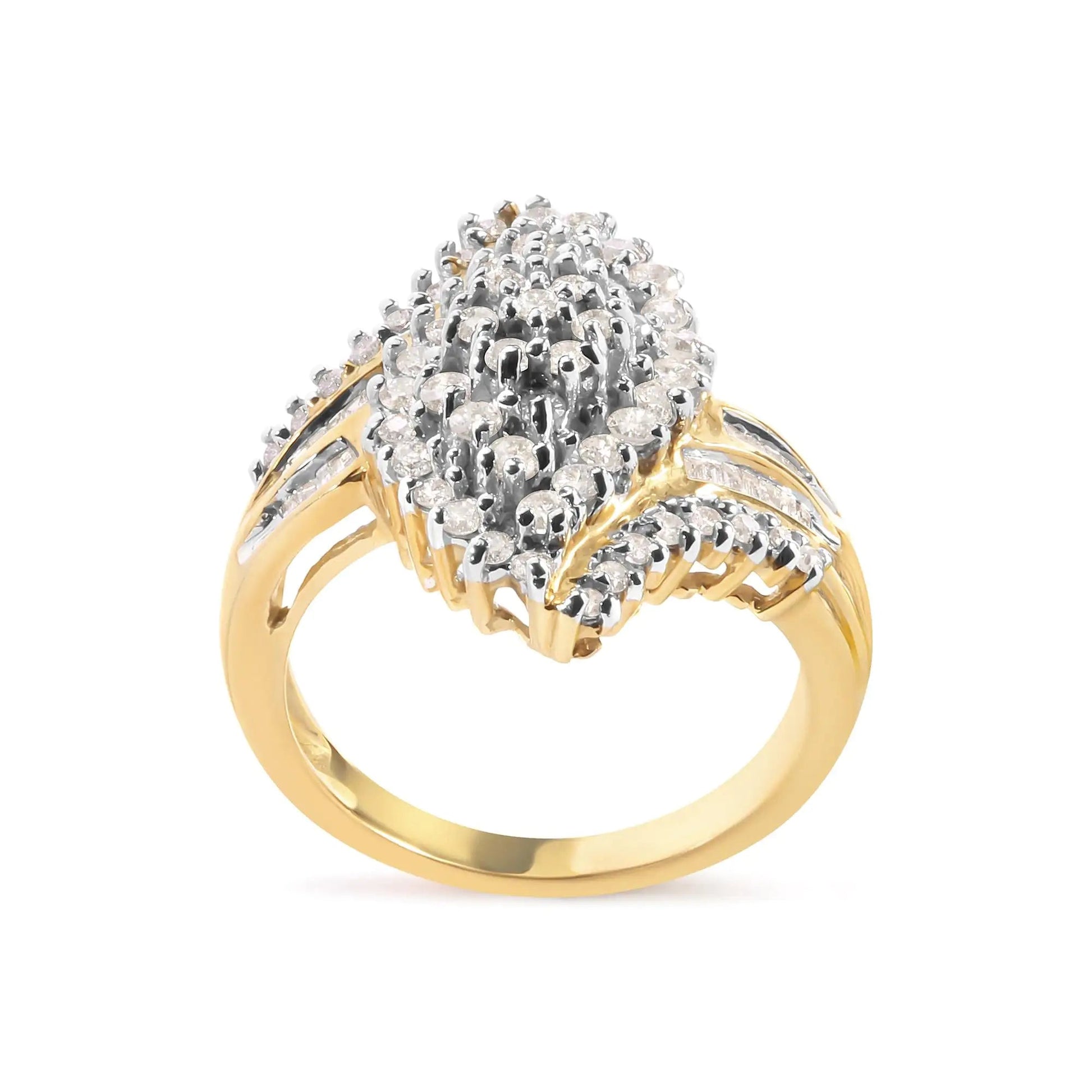 10K Yellow Gold 1.0 Cttw Diamond Cluster and Halo Ring (H-I Color, SI2-I1 Clarity) WEM Support (www.WEM.support)