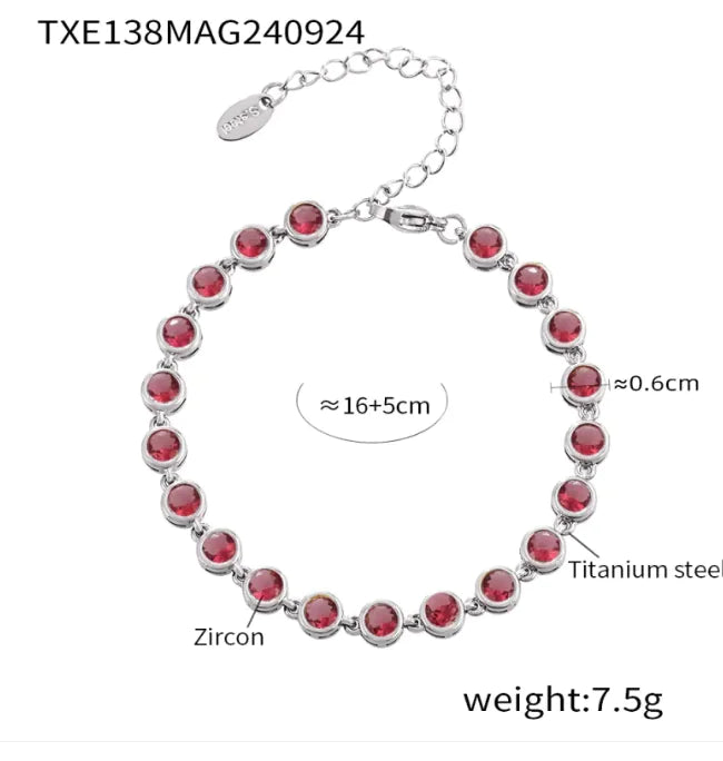 Titanium Steel Zircon Color Mix Bracelet & Necklace Set WEM Support (www.WEM.support)