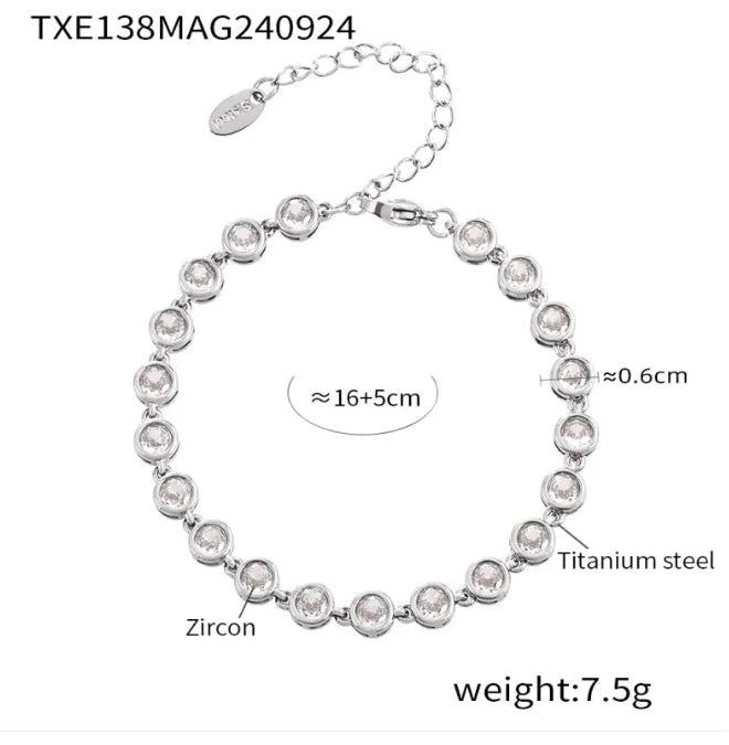 Titanium Steel Zircon Color Mix Bracelet & Necklace Set WEM Support (www.WEM.support)