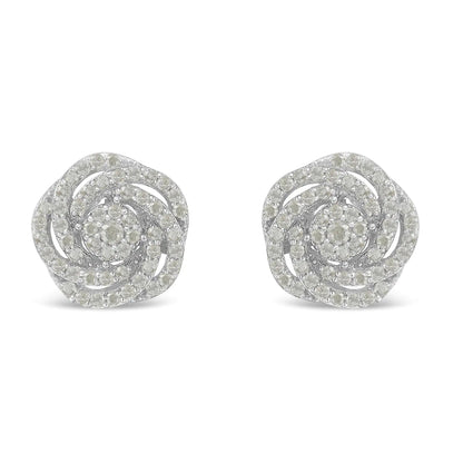 10k White Gold Rose-Cut Diamond Floral Cluster Earrings (1 cttw, I-J Color, I2-I3 Clarity) WEM Support (www.WEM.support)
