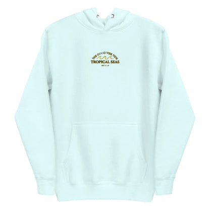 Tropical Seas Center Waves Hoodie WEM Support (www.WEM.support)