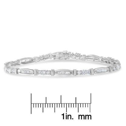 14k White Gold Geometric Pattern Diamond Tennis Bracelet (3 cttw, H-I Color, SI2-I1 Clarity) WEM Support (www.WEM.support)