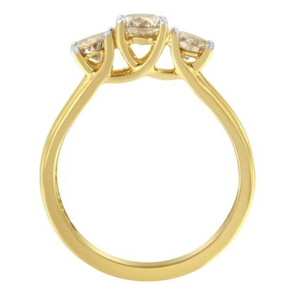 10K Yellow Gold Diamond 3-Stone Ring (1 Cttw, J-K Color, I1-I2 Clarity) WEM Support (www.WEM.support)