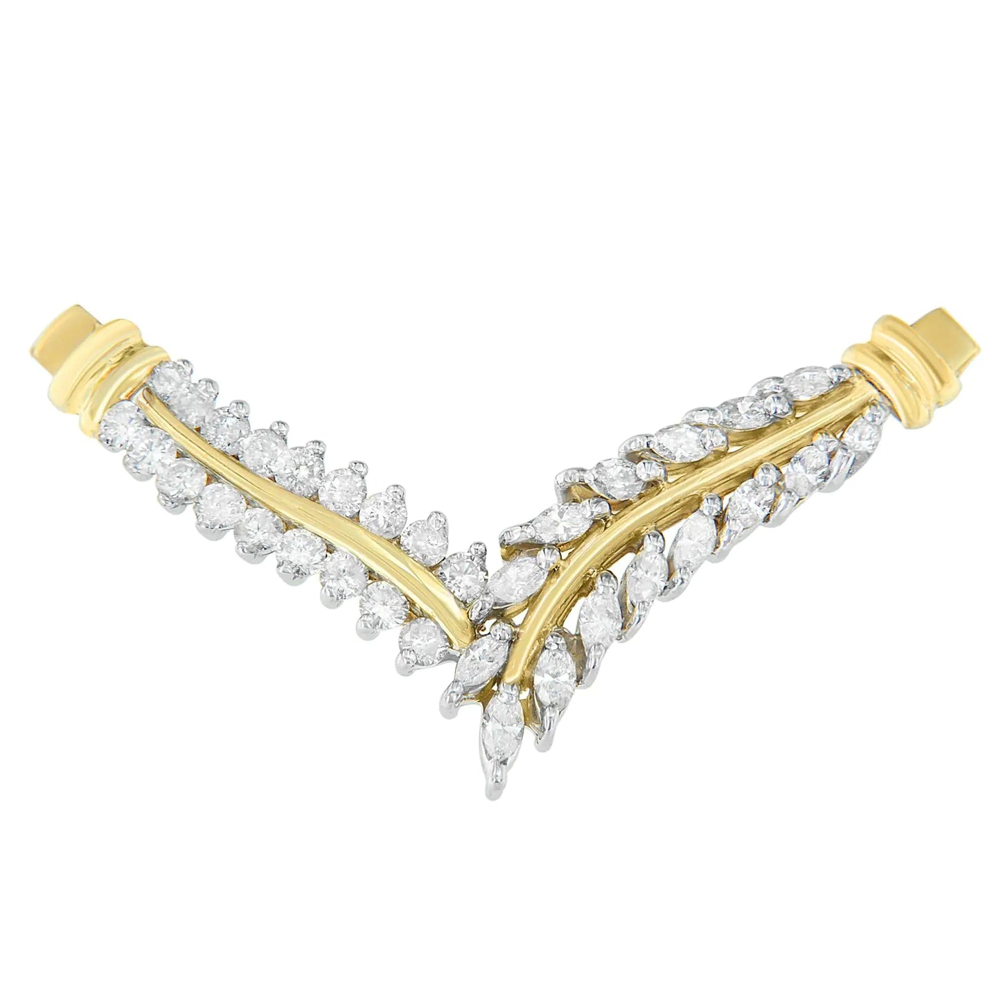 14K Yellow Gold 1 cttw Diamond 'V' Shape Pendant (H-I, I1-I2) WEM Support (www.WEM.support)