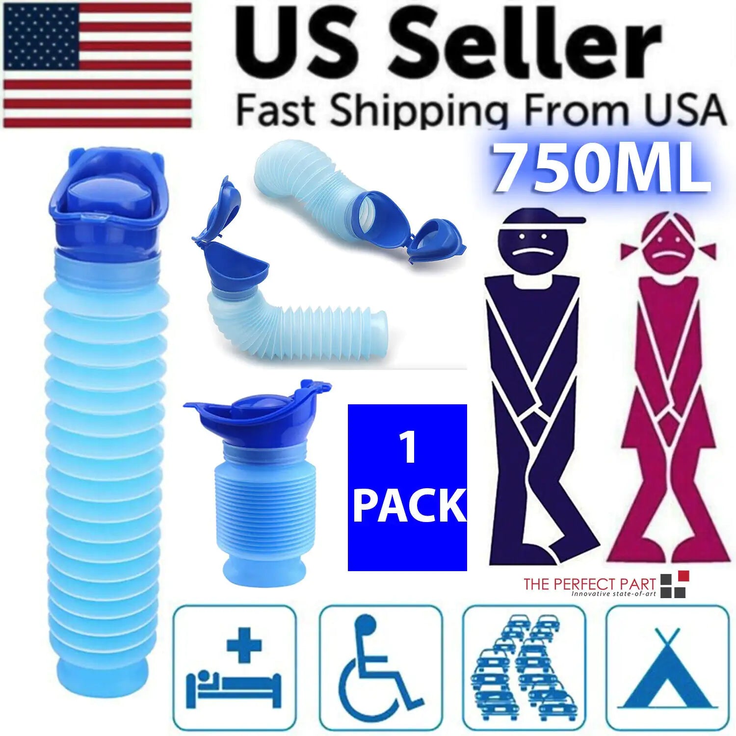 Male Female Portable Urinal Travel Camping Car Toilet Pee Bottle Emergency Kit WEM Support (www.WEM.support)