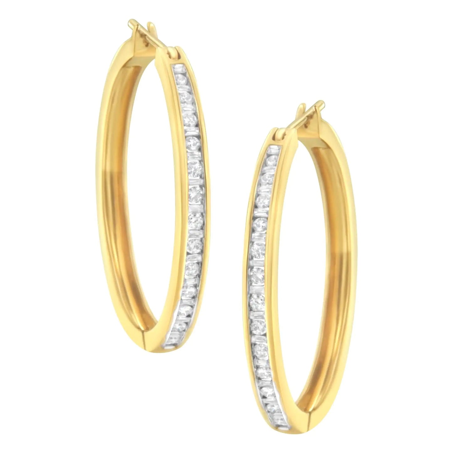 10K Yellow Gold 1/2 cttw Channel Set Hoop Earrings (H-I Clarity, SI2-I1 Color) WEM Support (www.WEM.support)
