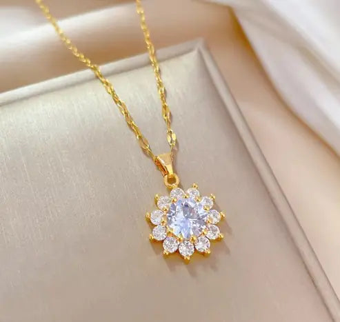 Crystal Sunflower Necklace/Earrings WEM Support (www.WEM.support)