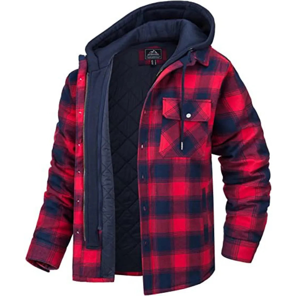 Men's Thick Padded Long Sleeves Loose Plaid WEM Support (www.WEM.support)