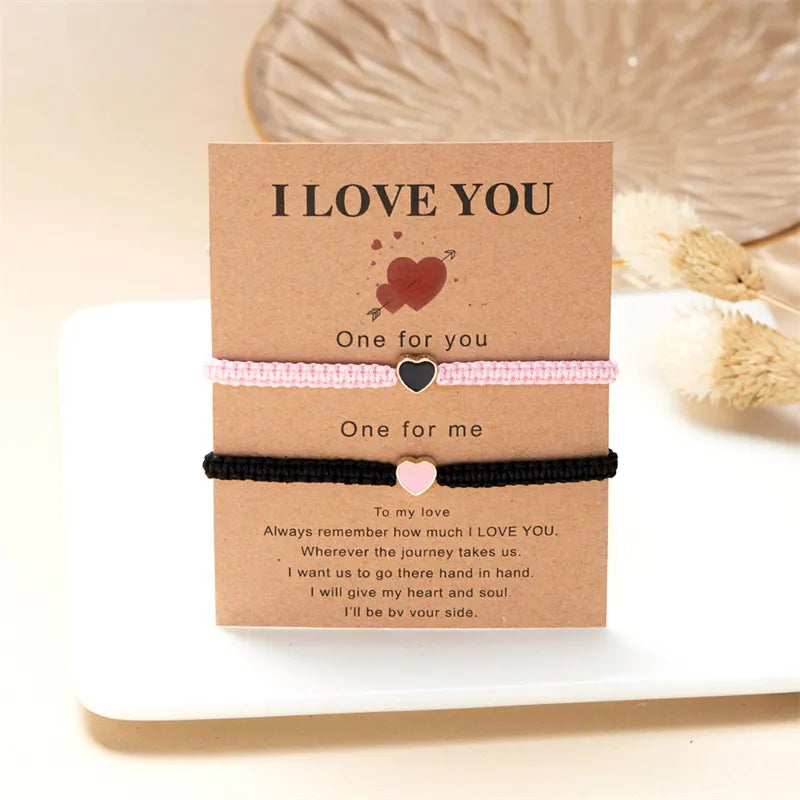 Heart-Shaped Woven Couple Bracelet WEM Support (www.WEM.support)