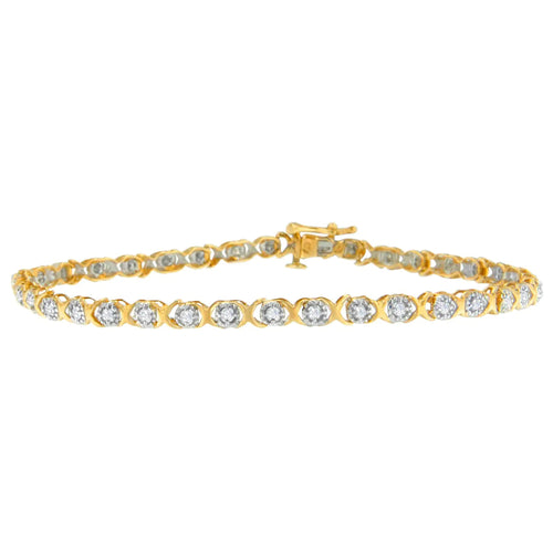 10K Yellow Gold Round Cut Diamond 'X' Bracelet (0.50 cttw, I-J Color, I3 Clarity) WEM Support (www.WEM.support)