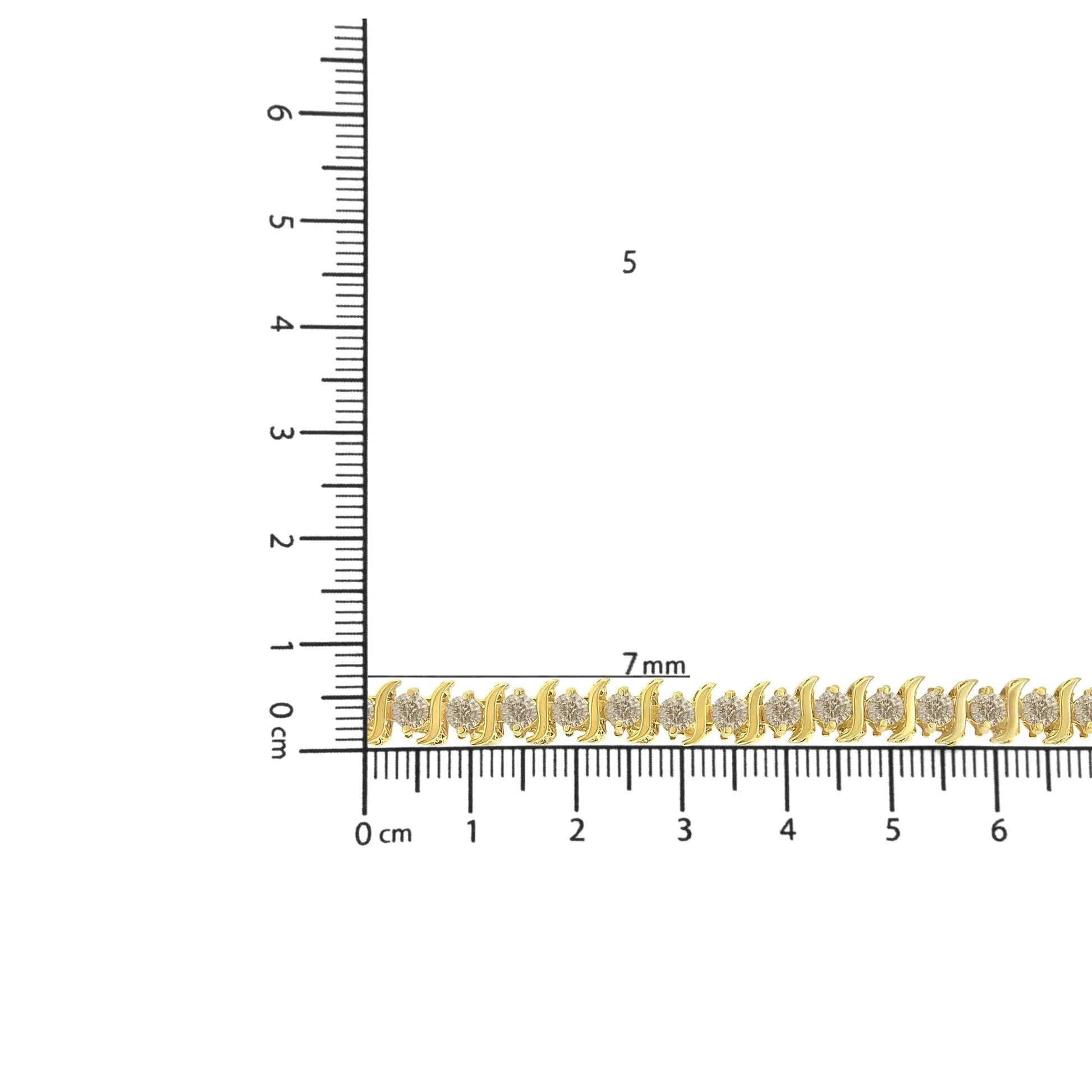 14K Yellow Gold-Plated .925 Sterling Silver 6.0 cttw Classic Round-Cut Diamond "S" Link Bracelet (J-K Color, I1-I2 Clarity) - Size 7.5" WEM Support (www.WEM.support)