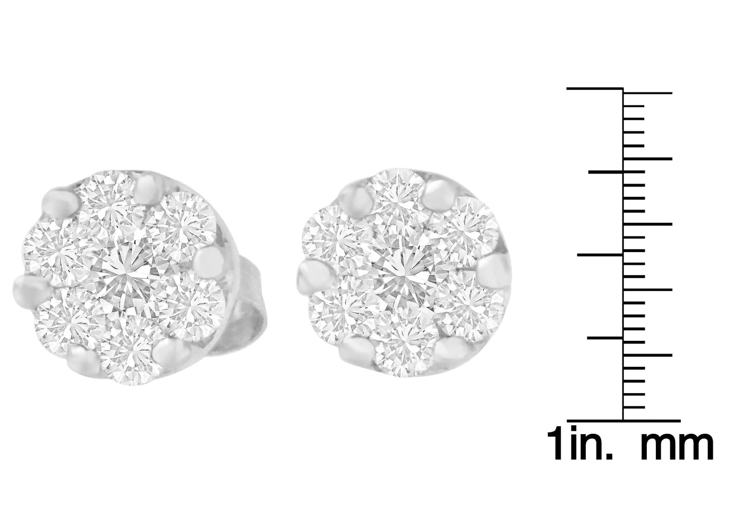 14K White Gold 3/4 cttw Round Diamond Stud Earring (G-H, SI2-I1) WEM Support (www.WEM.support)