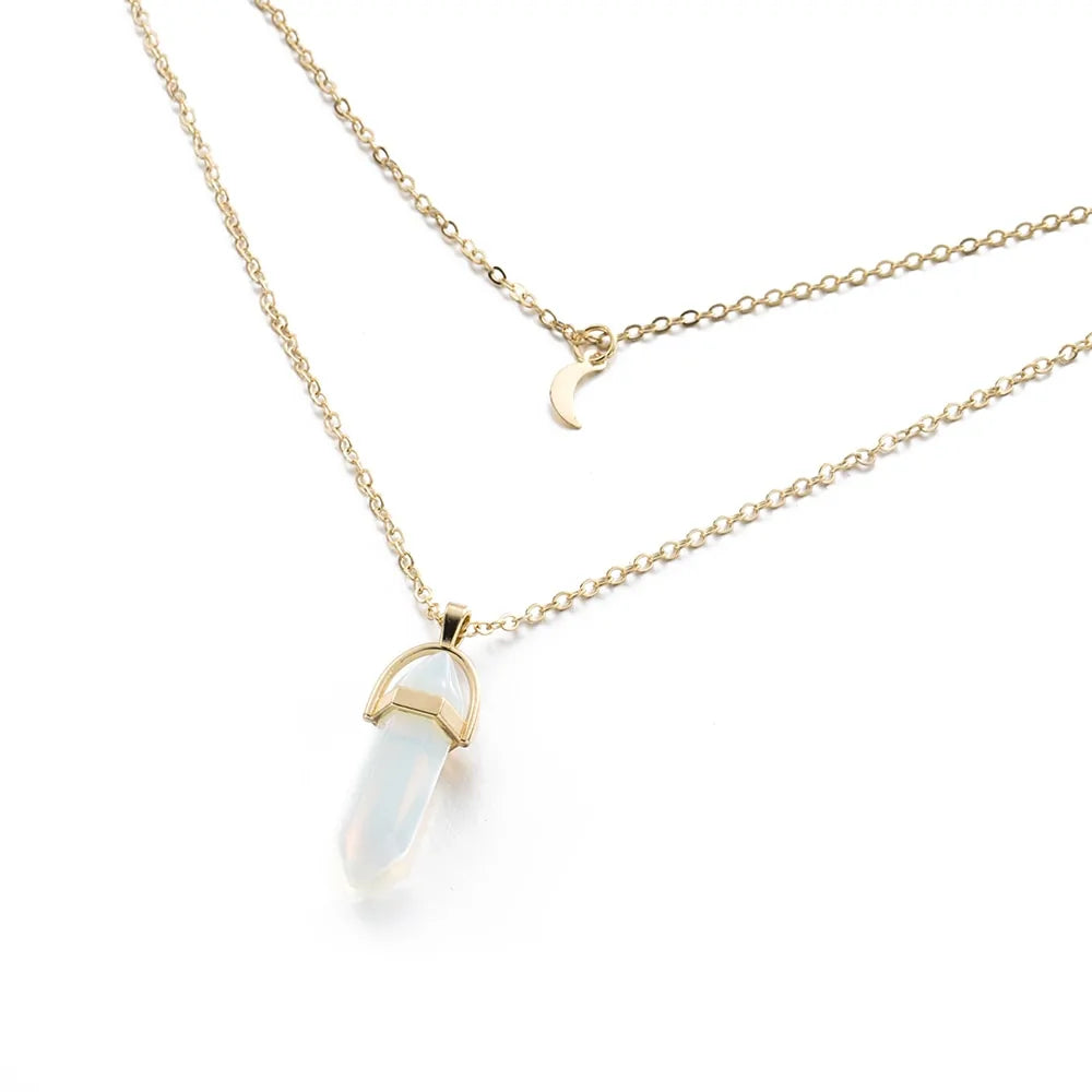 Hexagonal Column Quartz Necklaces Pendant WEM Support (www.WEM.support)