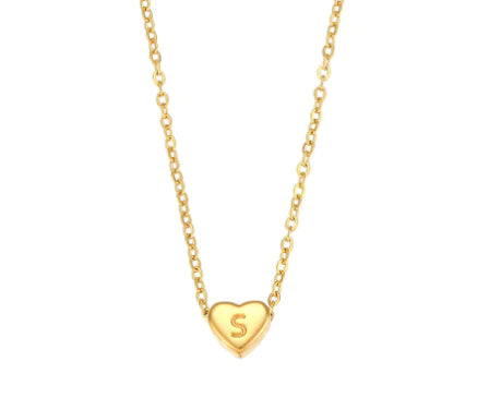 Heart Charm Gold Necklet - Initial Love HejK.com Marketplace LLC