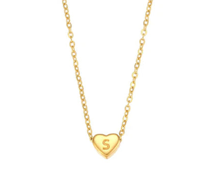 Heart Charm Gold Necklet - Initial Love HejK.com Marketplace LLC