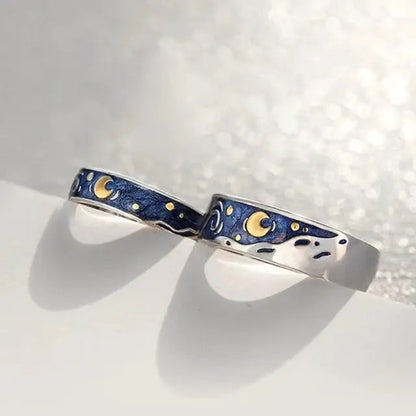 Van Gogh Starry Sky Open Lover Fashion Rings WEM Support (www.WEM.support)