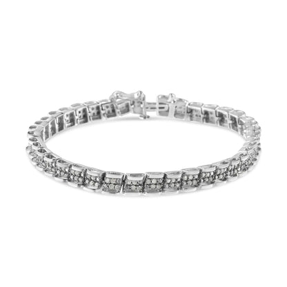 .925 Sterling Silver 2.0 Cttw Diamond 7" Round Miracle Plate Link Bracelet (I-J Color, I2-I3 Clarity) WEM Support (www.WEM.support)