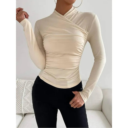 Cross Collar Slim Fit Long Sleeve Shirt WEM Support (www.WEM.support)