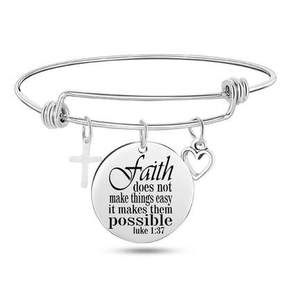 Stainless Steel Christian Charm Bracelet WEM Support (www.WEM.support)