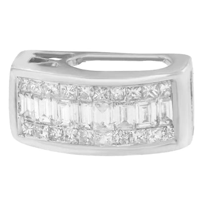 14K White Gold Princess and Baguette Cut Diamond Pendant Necklace (1/2 cttw, H-I Color, SI1-SI2 Clarity) WEM Support (www.WEM.support)