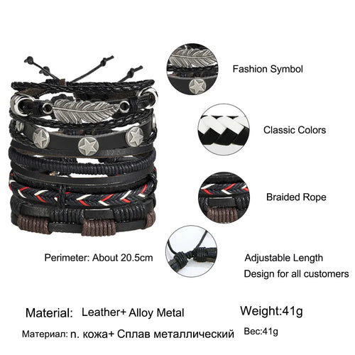 Multilayer Leather Bracelet WEM Support (www.WEM.support)