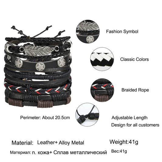 Multilayer Leather Bracelet WEM Support (www.WEM.support)