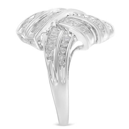 .925 Sterling Silver Diamond Bypass Cocktail Ring (1 Cttw, I-J Color, I2-I3 Clarity) WEM Support (www.WEM.support)