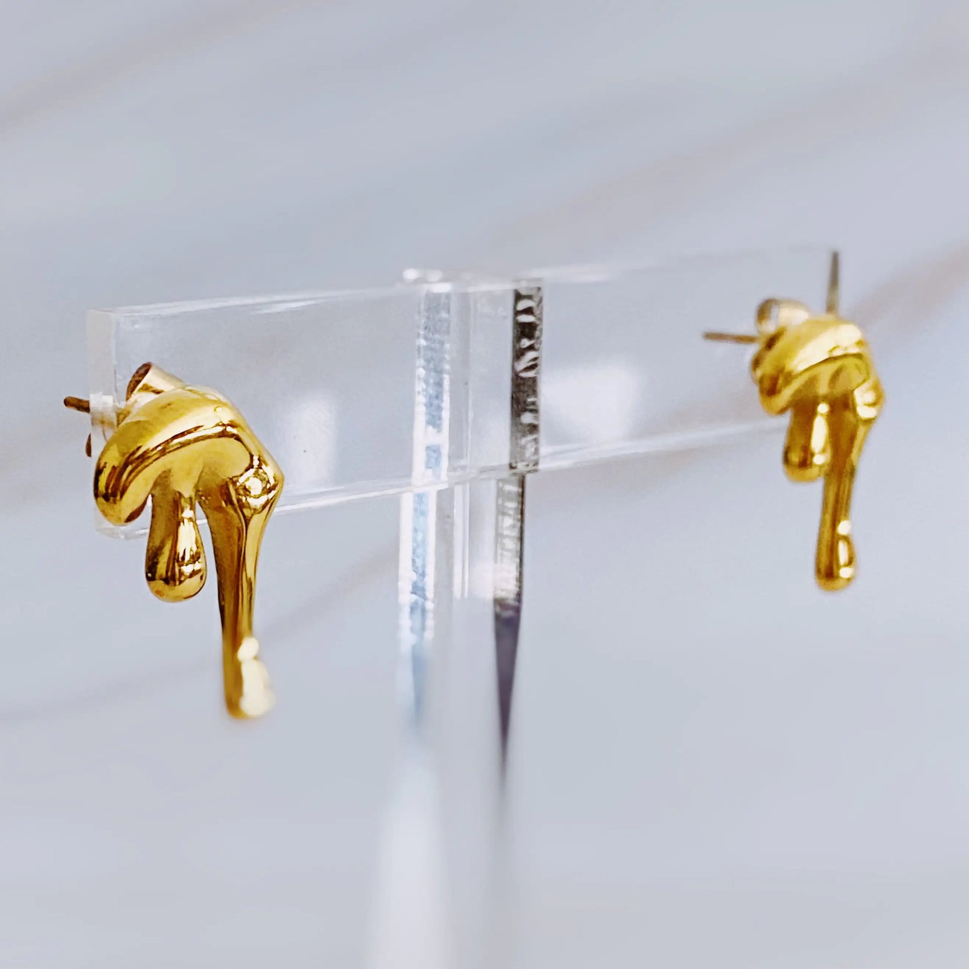 Draping Gold Molten Stud Earrings WEM Support (www.WEM.support)