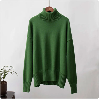 Women's Solid Color Turtleneck Sweater WEM Support (www.WEM.support)