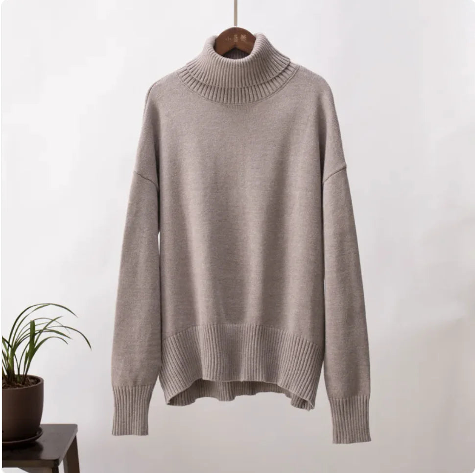 Women's Solid Color Turtleneck Sweater WEM Support (www.WEM.support)