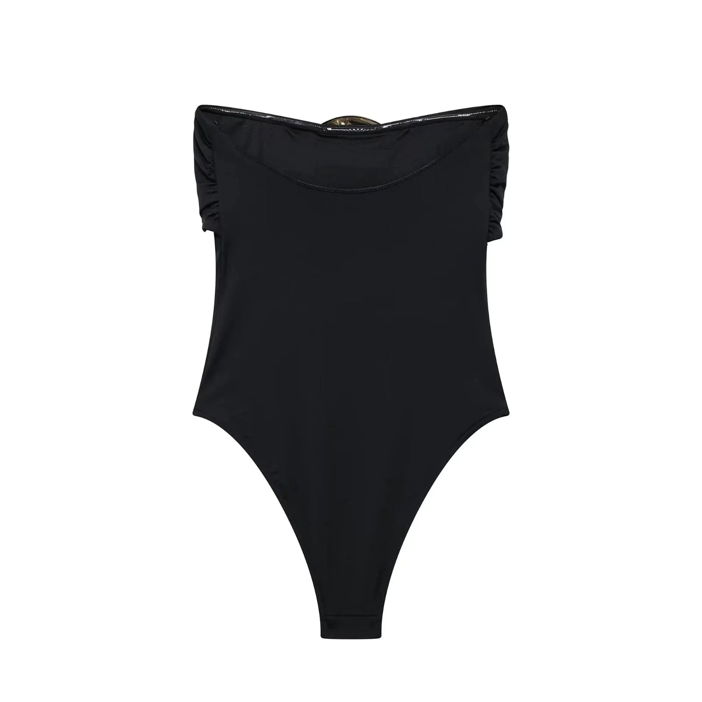 Swimsuit with Gold Metal Accent WEM Support (www.WEM.support)