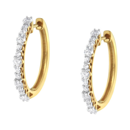 Yellow Gold Plated Sterling Silver Diamond Hoop Earrings (1 cttw, J-K Color, I2-I3 Clarity) WEM Support (www.WEM.support)