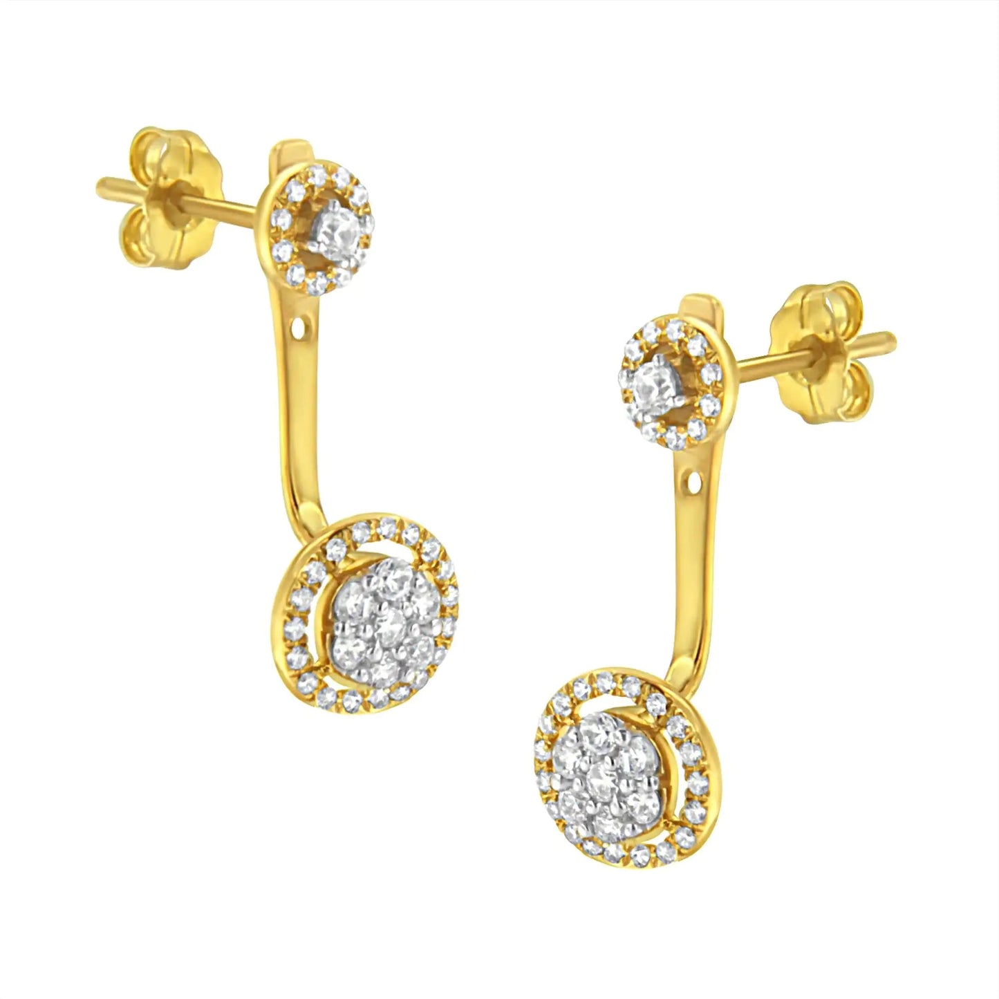 14K Yellow Gold Plated .925 Sterling Silver 5/8 Cttw Diamond Removable Stud and Dangle Earrings (I-J Color, I2-I3) WEM Support (www.WEM.support)