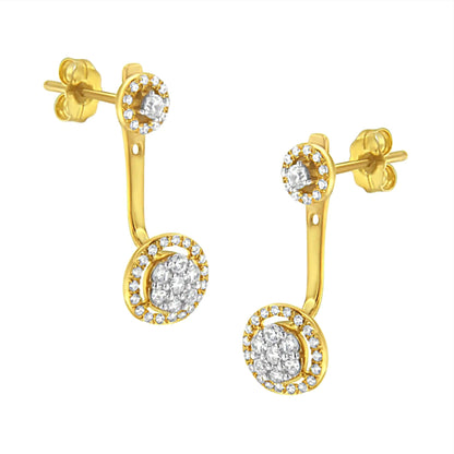 14K Yellow Gold Plated .925 Sterling Silver 5/8 Cttw Diamond Removable Stud and Dangle Earrings (I-J Color, I2-I3) WEM Support (www.WEM.support)