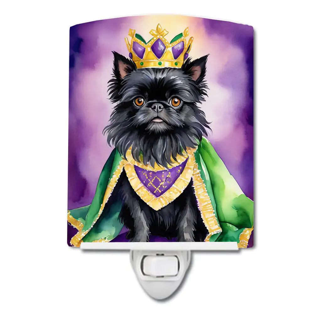 Affenpinscher King of Mardi Gras Ceramic Night Light WEM Support (www.WEM.support)