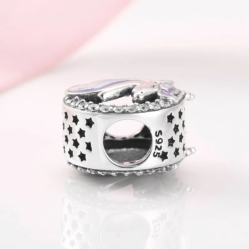 Fashion Sterling Silver Patron Saint Unicorn Beads Charm WEM Support (www.WEM.support)