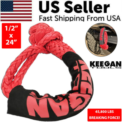 1/2" x 24" 65,000LBS Soft Shackle Recovery Rope For SUV Winch Snatch Off Road US WEM Support (www.WEM.support)